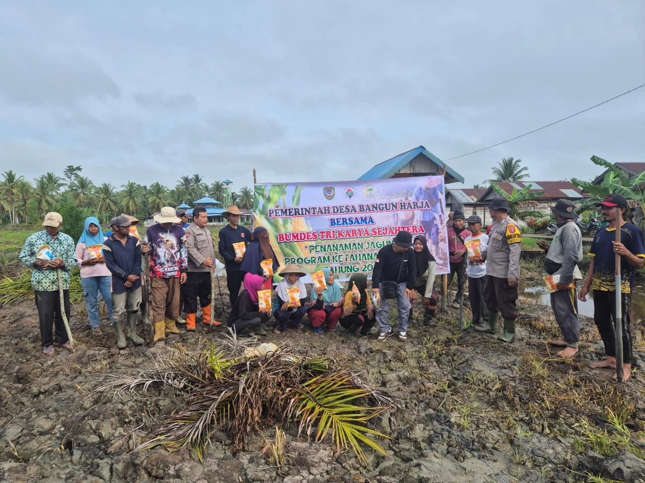 Pastikan Program Ketahanan Pangan Berjalan Lancar, Polsek Seruyan Hilir Tanam Jagung di Lahan Satu Hektar